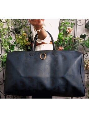 Authentic Christian Dior DIOR Black Monogram Trotter Duffle Bag travel bag